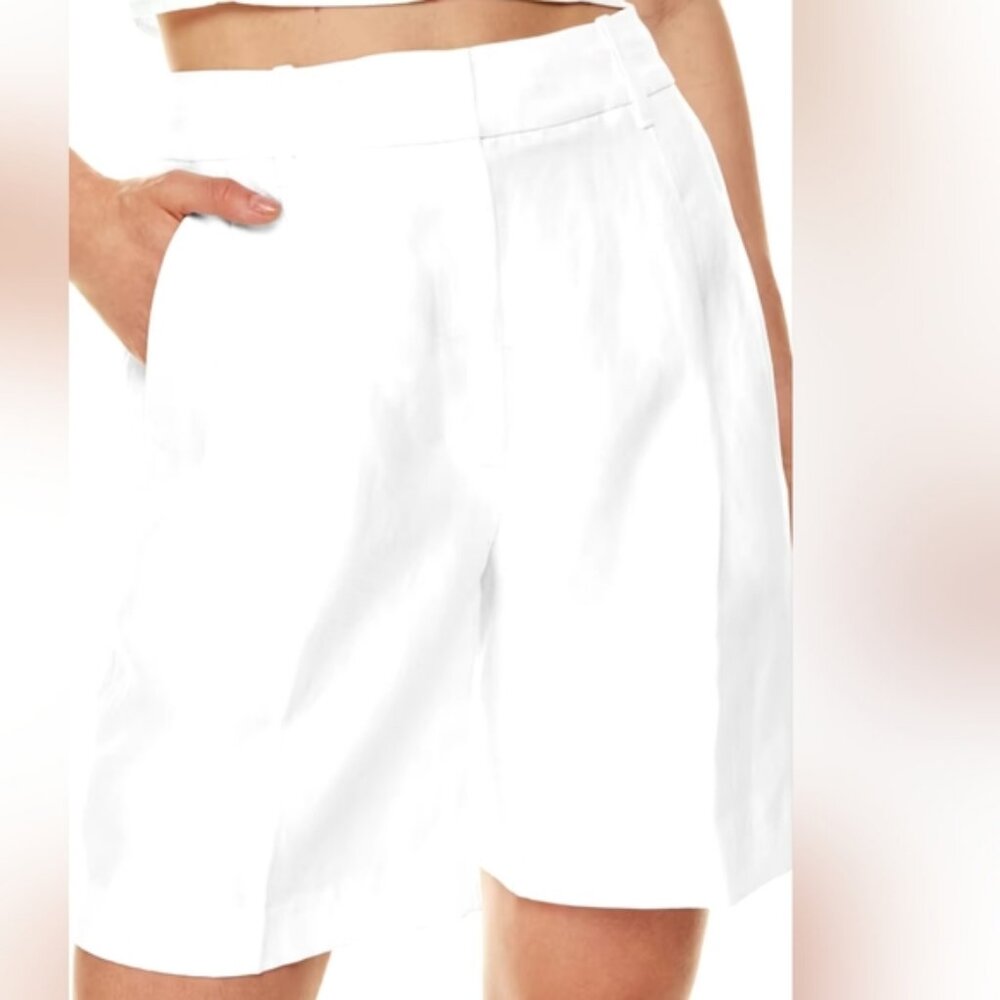 Aritzia Wilfred The Effortless Short Linen Long High Rise Front Pleats Loose Fit